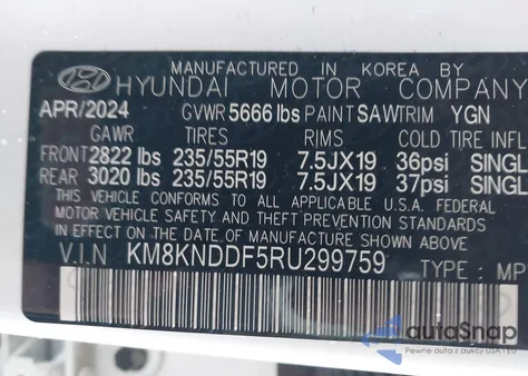 2024 Hyundai Ioniq 5 Sel z USA, uszkodzony, nr VIN KM8KNDDF5RU299759